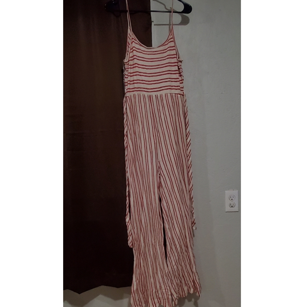 Red and white jumpsuit